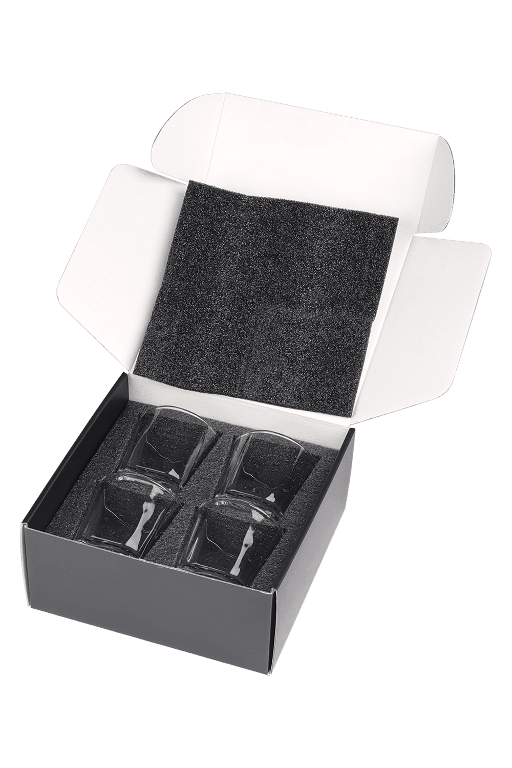 Four 11 oz. Square Rocks Glasses in Gift Box