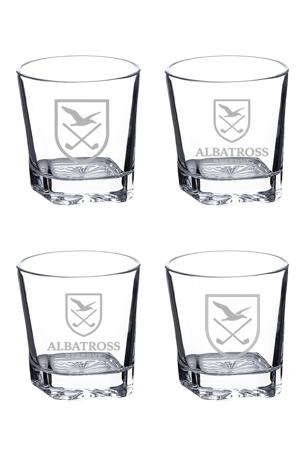 Four 11 oz. Square Rocks Glasses in Gift Box